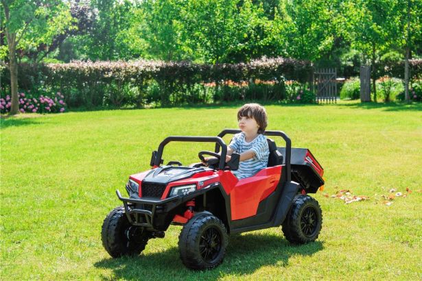 SHOK Ride On - TaskMaster FOUR, 2-Seat, 24V, Leather Seats, EVA Wheels, Remote, Red