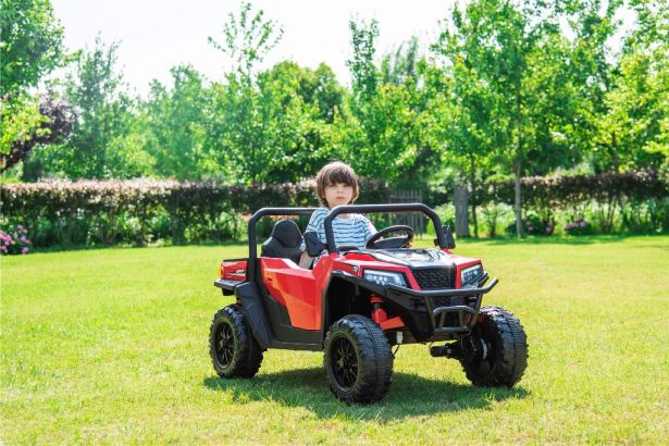 SHOK Ride On - TaskMaster FOUR, 2-Seat, 24V, Leather Seats, EVA Wheels, Remote, Red