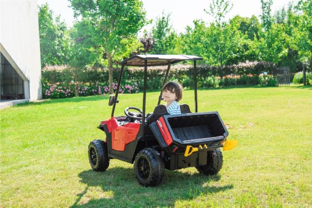 SHOK Ride On - TaskMaster FOUR, 2-Seat, 24V, Leather Seats, EVA Wheels, Remote, Red