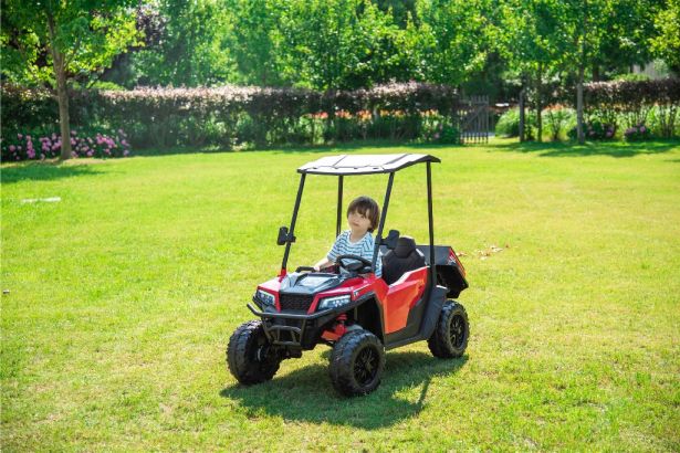 SHOK Ride On - TaskMaster FOUR, 2-Seat, 24V, Leather Seats, EVA Wheels, Remote, Red