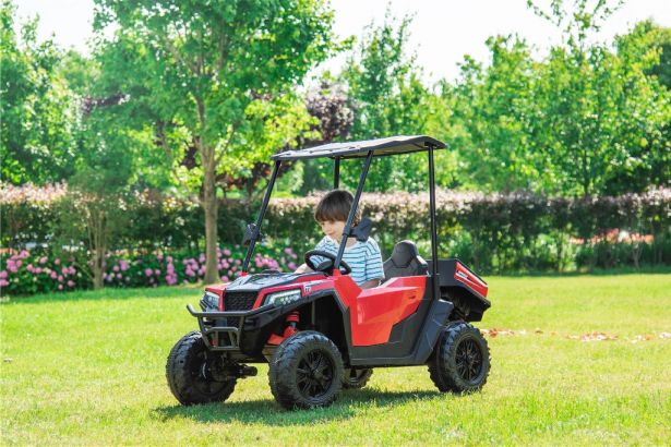 SHOK Ride On - TaskMaster FOUR, 2-Seat, 24V, Leather Seats, EVA Wheels, Remote, Red