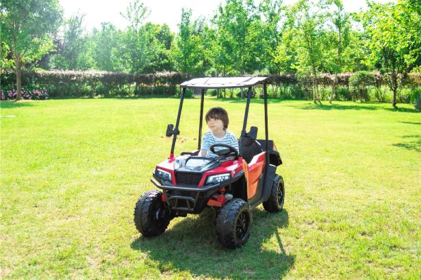 SHOK Ride On - TaskMaster FOUR, 2-Seat, 24V, Leather Seats, EVA Wheels, Remote, Red