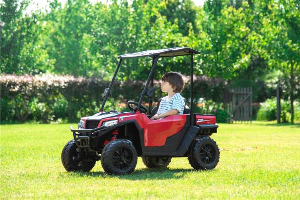 SHOK Ride On - TaskMaster FOUR, 2-Seat, 24V, Leather Seats, EVA Wheels, Remote, Red