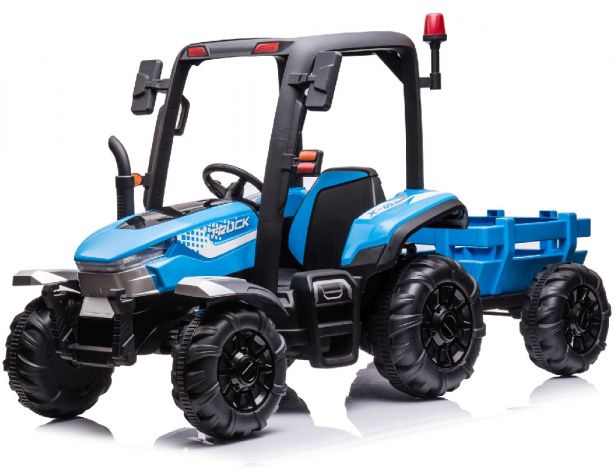 SHOK Ride On - Trundle Tug, 2-Seat, 24V, Leather Seats, EVA Wheels, Remote, Blue