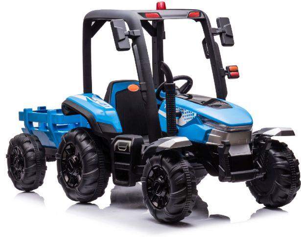 SHOK Ride On - Trundle Tug, 2-Seat, 24V, Leather Seats, EVA Wheels, Remote, Blue