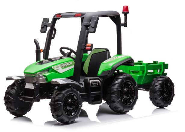 SHOK Ride On - Trundle Tug, 2-Seat, 24V, Leather Seats, EVA Wheels, Remote, Green