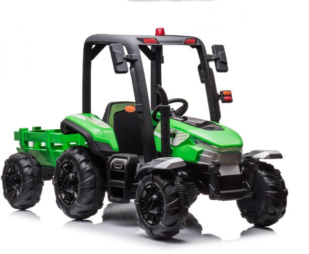 SHOK Ride On - Trundle Tug, 2-Seat, 24V, Leather Seats, EVA Wheels, Remote, Green