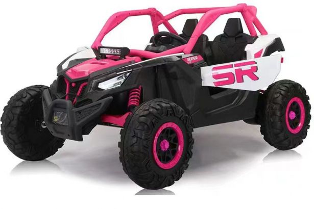 SHOK Ride On - SideKick, Kids Buggy, 2-Seat, 24V, Leather Seats, EVA Wheels, Remote, Pink