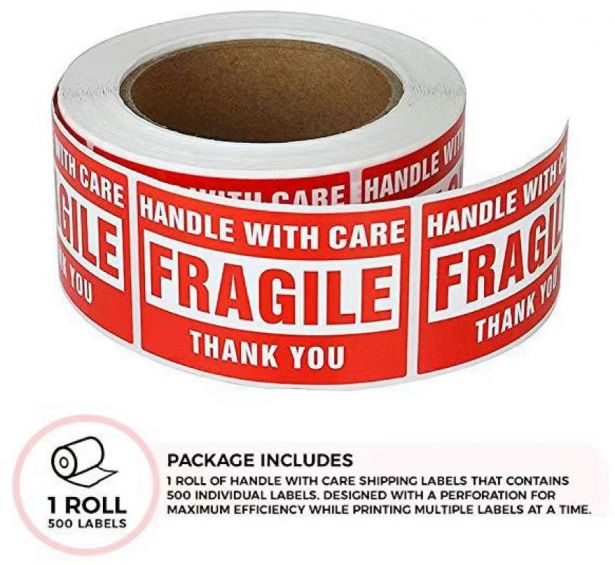 Shipping and Handling Label - Fragile, Handle With Care, 2