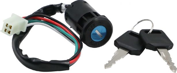 Ignition Key Switch - 4 pin Female, Plastic