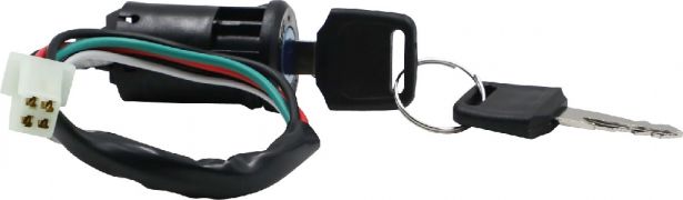 Ignition Key Switch - 4 pin Female, Plastic