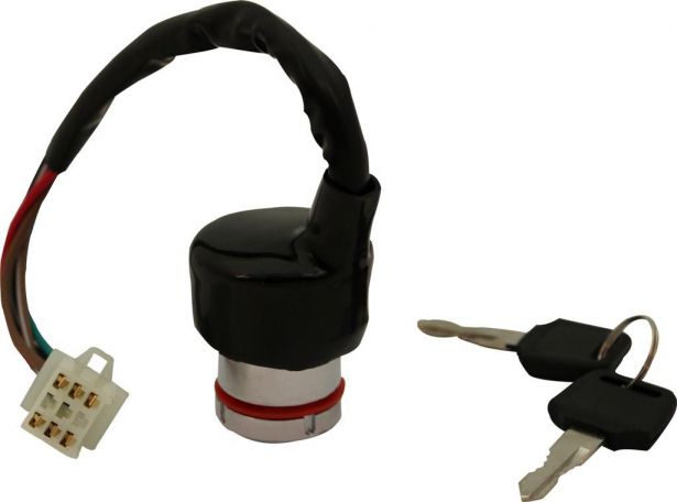 Ignition Key Switch - 6 pin (9 slot) Female, Metal