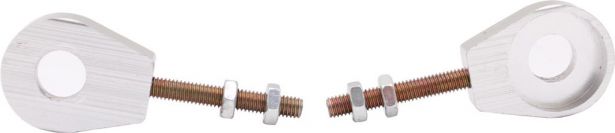 Chain Tensioners - Chain Adjuster, Silver, CNC Machined, 50cc to 250cc, 2pcs