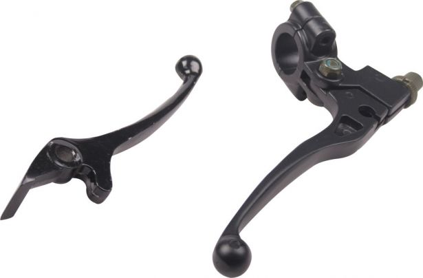 Brake & Clutch Lever Set - Aluminum, Black, 2pc Set