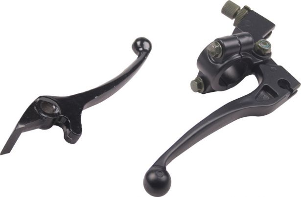 Brake & Clutch Lever Set - Aluminum, Black, 2pc Set