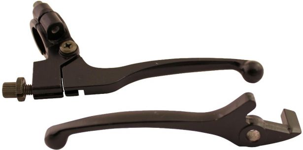 Brake & Clutch Lever Set - Aluminum, Black, 2pc Set