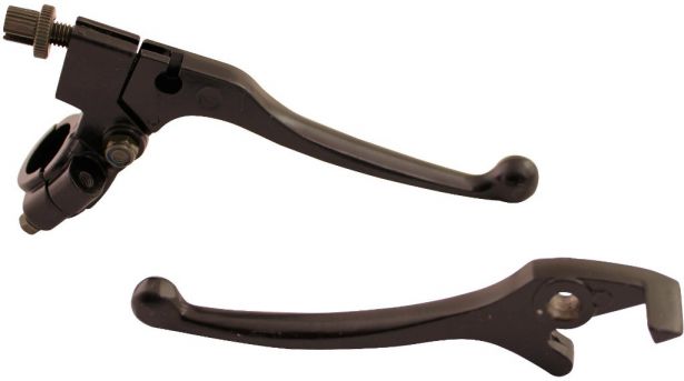 Brake & Clutch Lever Set - Aluminum, Black, 2pc Set