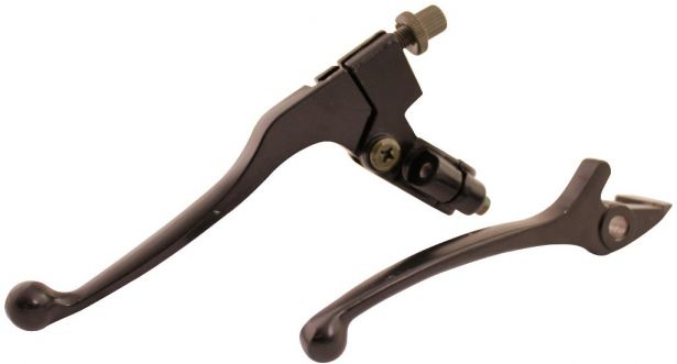 Brake & Clutch Lever Set - Aluminum, Black, 2pc Set